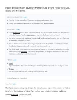 Dogon art is primarily sculpture that revolves around