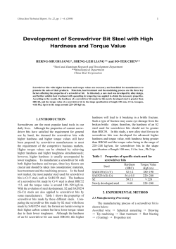 Development of Screwdriver Bit Steel with High Hardness and