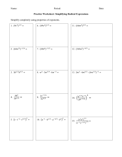 Period: Date: Practice Worksheet: Simplifying Radical