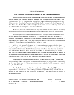 ENG 110: Effective Writing Essay Assignment: Comparing