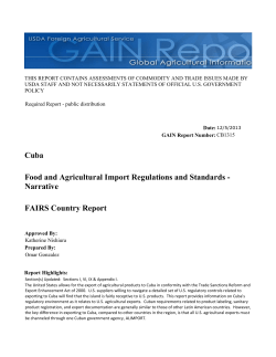 FAIRS Country Report Food and Agricultural Import