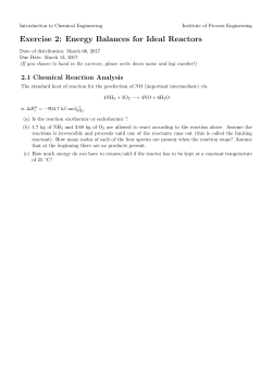 Exercise 2: Energy Balances for Ideal Reactors