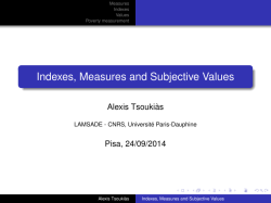 Indexes, Measures and Subjective Values