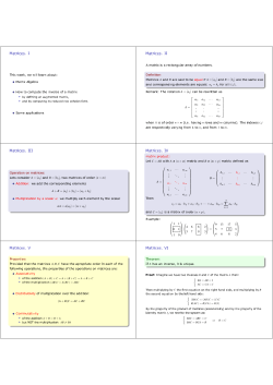Matrices. I Matrices. II Matrices. III Matrices. IV Matrices. V Matrices. VI