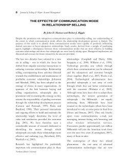 the effects of communication mode in relationship selling
