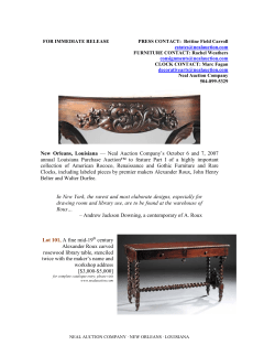 Neal Auction Company`s October 6 and 7 2007 annual Louisiana