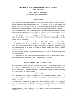 Feed-Back on Five Years of Industrialization of Erosion Tests in