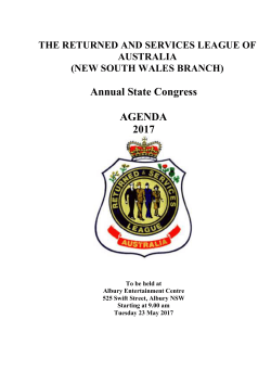the RSL NSW State Congress 2017 Agenda