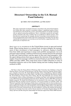 Directors` Ownership in the US Mutual Fund Industry