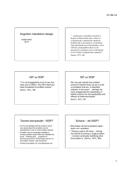 Kognition interaktion design ISP vs WSP ISP vs WSP Teorem