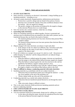 Topic 1 – Static and current electricity