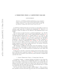 A Trisectrix from a Carpenter`s Square