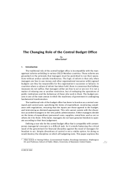 The Changing Role of the Central Budget Office