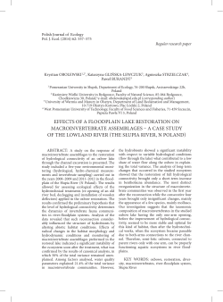 EFFECTS OF A FLOODPLAIN LAKE RESTORATION ON