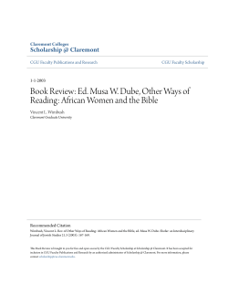 Ed. Musa W. Dube, Other Ways of Reading: African Women and the