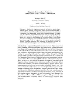 Linguistic Evidence for a Prehistoric Polynesia&mdash;Southern California