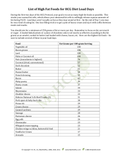 List of High Fat Foods for HCG Diet Load Days
