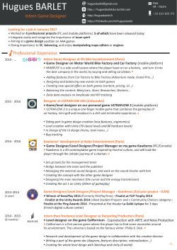 Intern Game Designer Professional Experience