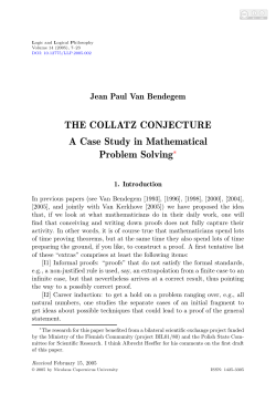 THE COLLATZ CONJECTURE A Case Study in Mathematical