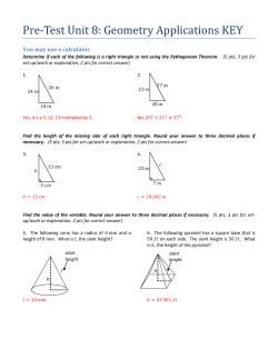Pre Test Unit 8: Geometry Applications KEY