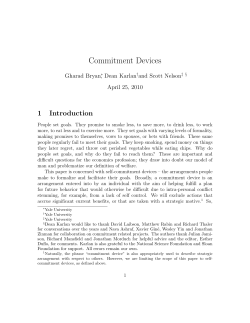 Commitment Devices - Yale Economics