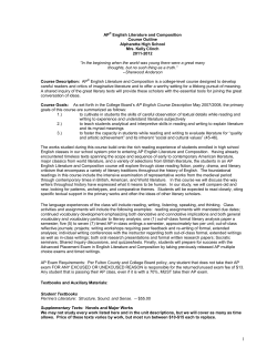 AP&reg; English Literature and Composition Course Outline Alpharetta