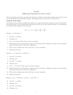 Project Differential Equations by Power Series