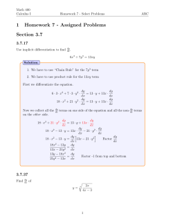 1 Homework 7 - Assigned Problems Section 3.7