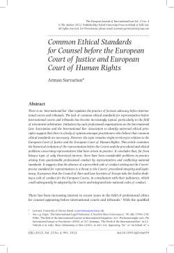 Common Ethical Standards for Counsel before