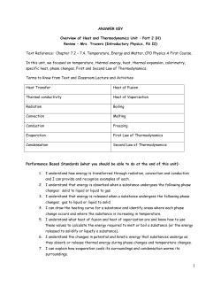 ANSWER KEY Overview of Heat and Thermodynamics Unit &ndash; Part 2