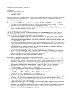 Demography Special Lecture (1) 6th April 2017  Two