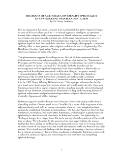 The Roots of Unitarian Universalist Spirituality in New England