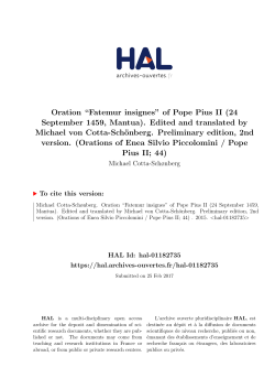 Oration ``Fatemur insignes`` of Pope Pius II (24 - Hal-SHS