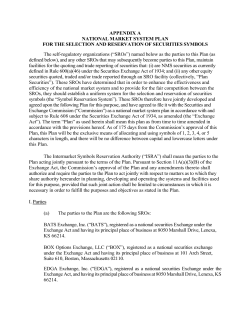 National Market System Plan for the Selection and Reservation of