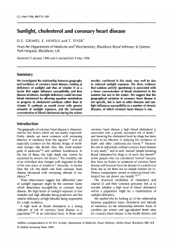 Sunlight, cholesterol and coronary heart disease