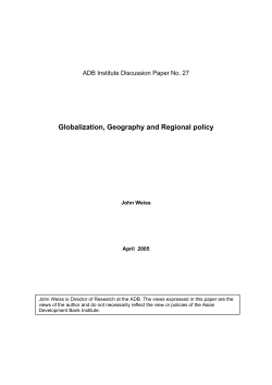 Globalization, Geography and Regional policy