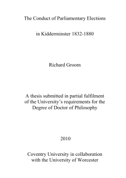 The Conduct of Parliamentary Elections in Kidderminster 1832-1880