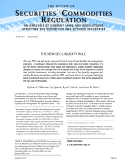 The New SEC Liquidity Rule by Rose F. DiMartino, Jay Spinola