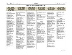 CG 2015 CCA Literature List - Classical Christian Academy