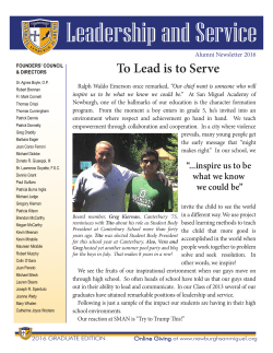 2016 Alumni Newsletter Edition - San Miguel Academy of Newburgh