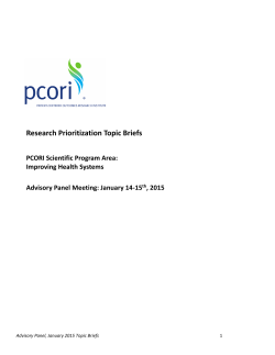 Research Prioritization Topic Briefs