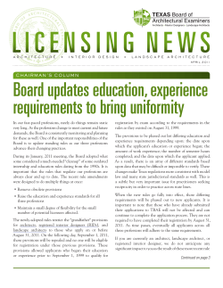 LICENSING NEWS - Texas Board of Architectural Examiners
