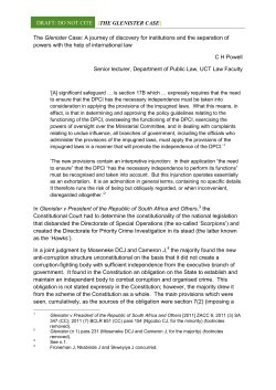 the glenister case - New York Law School Law Review