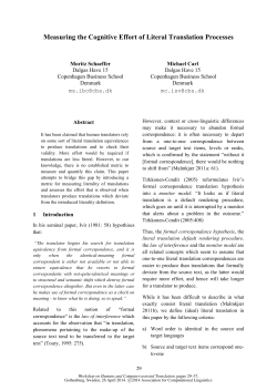 Measuring the Cognitive Effort of Literal Translation Processes