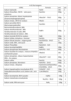 A-01 Na-Inorganic IUPAC formula amt qnt Sodium hydroxide NaOH