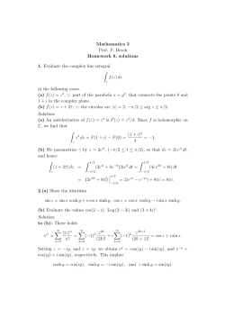 Mathematics 3 Prof. F. Brock Homework 8, solutions 1. Evaluate the