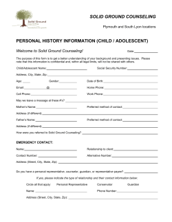 Child Intake 9-2012 - Solid Ground Counseling