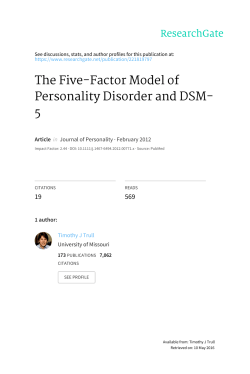 The Five-Factor Model of Personality Disorder and DSM- 5