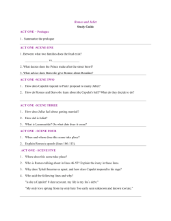 Romeo and Juliet Study Guide ACT ONE &ndash; Prologue 1. Summarize