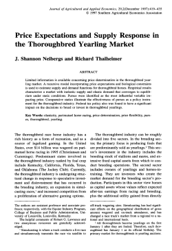 Price Expectations and Supply Response in the Thoroughbred